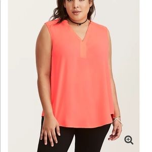 NWT Torrid Neon Orange Harper Sleeveless Blouse
